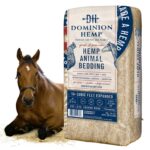 Dominion Hemp Bulk Hemp Bedding with kneeling horse.